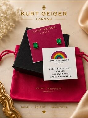 Kurt Geiger London Emerald Green Crystal Stud Earrings
